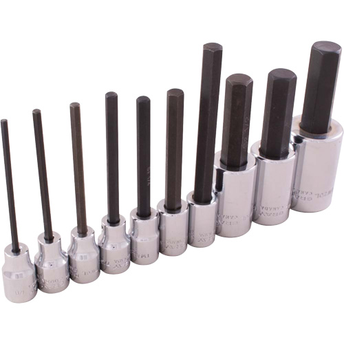 SAE Hex Head Socket Set, Hex, 1/2"/3/8" Drive, 10 Pcs Rideout Tool & Machine Inc.