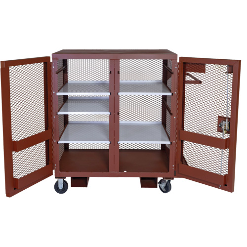 Mobile Mesh Cabinet, Steel, 37 Cubic Feet, Red Rideout Tool & Machine Inc.
