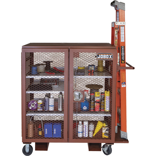 Mobile Mesh Cabinet, Steel, 37 Cubic Feet, Red Rideout Tool & Machine Inc.