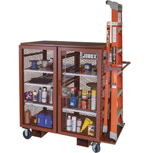 Mobile Mesh Cabinet, Steel, 37 Cubic Feet, Red Rideout Tool & Machine Inc.