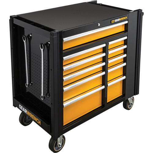 Powered Tool Cart, 11 Drawers, 42-1/2" W x 24-7/16" D x 41" H, Black/Orange Rideout Tool & Machine Inc.
