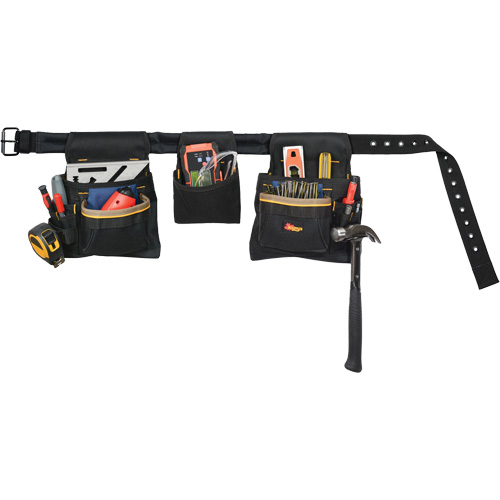 Deluxe Tool Belt Combo, Polyester, Black Rideout Tool & Machine Inc.