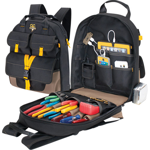 E-Charge Back Pack, 13-1/2" L x 5-1/4" W, Black, Polyester Rideout Tool & Machine Inc.