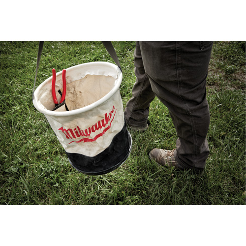 Utility Bucket, 11-4/5" L x 11-4/5" W x 14-3/5" H, Canvas, Beige/Black Rideout Tool & Machine Inc.