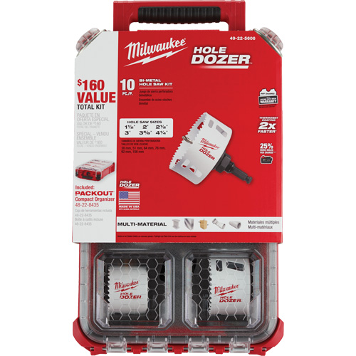 Trousse de scie cloche Packout Hole Dozer, 10 morceaux Rideout Tool & Machine Inc.