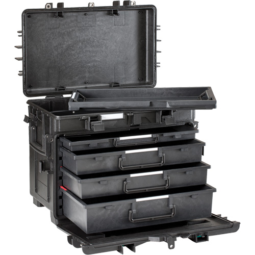 Military Mobile Tool Chest With Drawers, 4 Drawers, 22-4/5" W x 15" D x 18" H, Black Rideout Tool & Machine Inc.