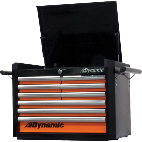 Top Chest, 28" W, 9 Drawers, Black/Orange Rideout Tool & Machine Inc.