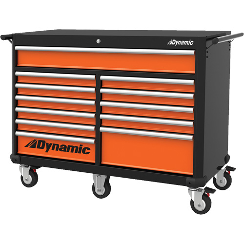 Armoire roulante, 12 tiroirs, 53" la x 24" p x 41" h, Noir/Orange Rideout Tool & Machine Inc.