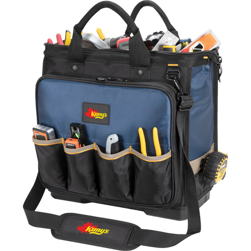 Sac &agrave; outils pour technicien &agrave; base moul&eacute;e et &agrave; compartiments multiples, Polyester balistique, 54 pochettes, Noir/Bleu Rideout Tool & Machine Inc.
