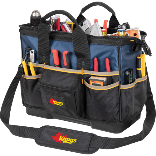 Sac &agrave; outils fourre-tout Big-Mouth &agrave; base moul&eacute;e, Polyester balistique, 23 pochettes, Noir/Bleu Rideout Tool & Machine Inc.