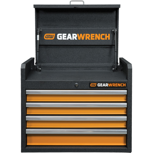 Coffre &agrave; outils de s&eacute;rie GSX, 26" la, 4 tiroirs, Noir/Orange Rideout Tool & Machine Inc.