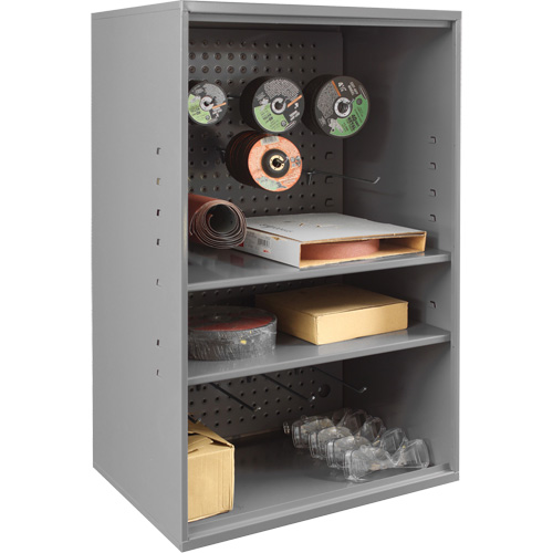 Armoire d'entreposage de produits abrasifs avec panneau perfor&eacute;, Acier, 19-7/8" x 14-1/4" x 32-3/4", Gris Rideout Tool & Machine Inc.