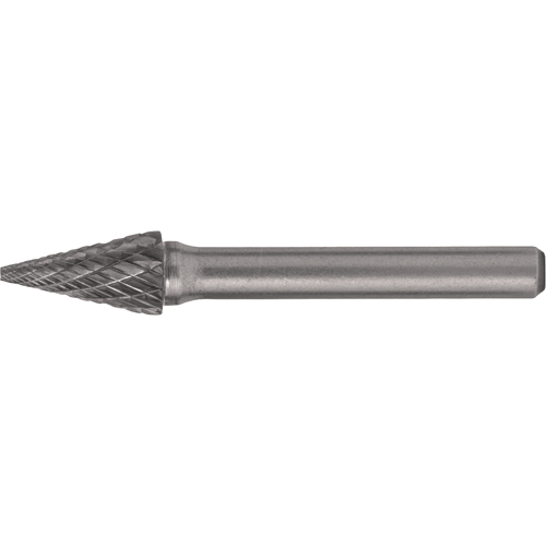 Solid Carbide Burrs - Pointed Cone Shape, SM-3, 1/4" Dia., 1/4" Shank, 1" Depth of Cut Rideout Tool & Machine Inc.