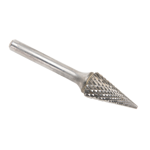 Solid Carbide Burrs - Pointed Cone Shape, SM-5, 1/2" Dia., 1/4" Shank, 22.2 mm Depth of Cut Rideout Tool & Machine Inc.