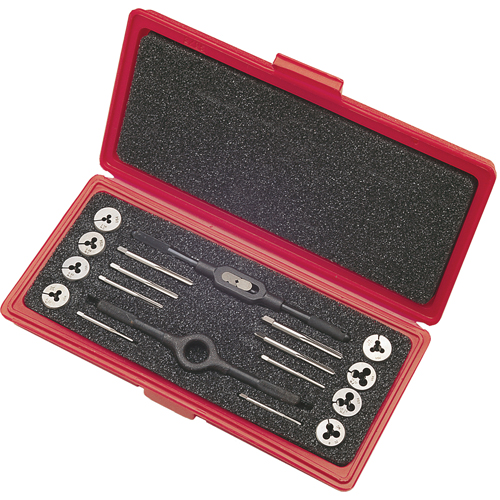 Jeux de tarauds et de fili&egrave;res avec tarauds manuels de production et fili&egrave;res rondes ajustables en acier au carbone, 8 Morceaux Rideout Tool & Machine Inc.