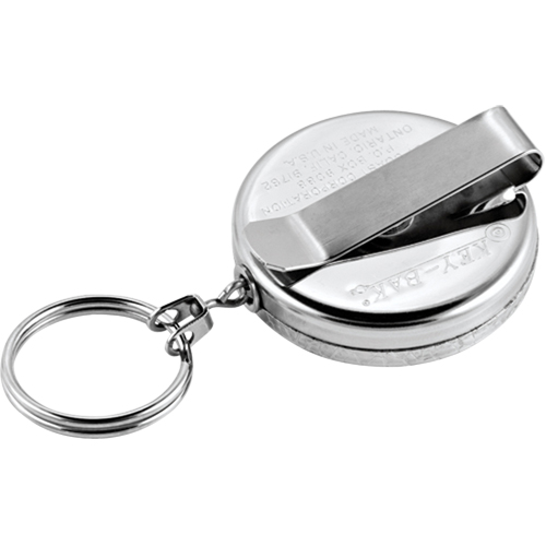 The Original Key Reel, Chrome, 24" Cable, Belt Clip Attachment Rideout Tool & Machine Inc.