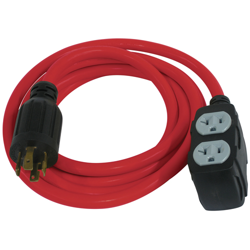 Rallonge pour g&eacute;n&eacute;ratrice, SJTW, AWG 12/3, 30 A, 4 prise(s), 10' Rideout Tool & Machine Inc.
