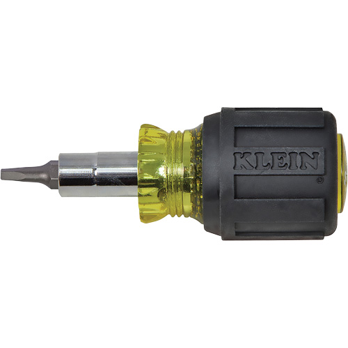Stubby Multi-Bit Screw Driver With Sq.Recess, 3-1/5" L, Cushion Grip Handle Rideout Tool & Machine Inc.