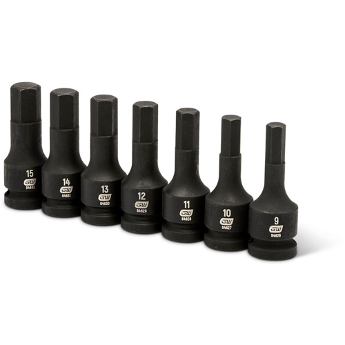 Jeu de douilles m&eacute;triques &agrave; chocs, Hexagonale, Prise 1/2", 7 mrcx Rideout Tool & Machine Inc.