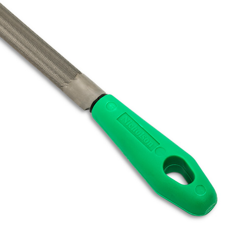 Double Cut File with Green Handle, Half Round, 8", Bastard Rideout Tool & Machine Inc.