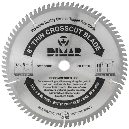 Lame de scie industrielle - coupe en travers &agrave; voie &eacute;troite, 8", 80 dents, Pour Bois Rideout Tool & Machine Inc.