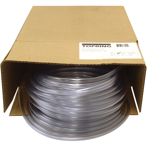 Tubing, Air/Water, 0.375" OD x 100' L, PVC, Clear, 55 PSI @ 20°C Rideout Tool & Machine Inc.