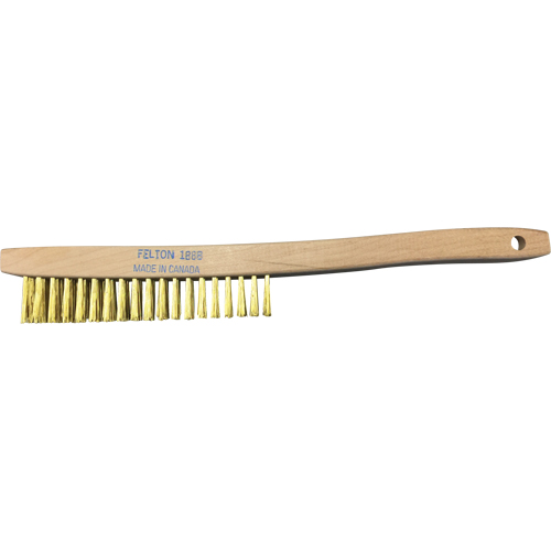 Curved-Handle Scratch Brushes, Brass, 4 x 19 Wire Rows, 14" Long Rideout Tool & Machine Inc.