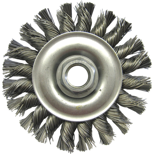 Wire Wheel Brushes, 4" Dia., 0.02" Fill, 5/8"-11 Arbor, Steel Rideout Tool & Machine Inc.