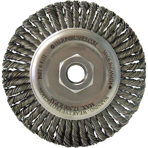Wire Wheel Brushes, 5-7/8" Dia., 0.02" Fill, 5/8"-11 Arbor, Steel Rideout Tool & Machine Inc.