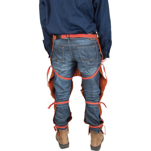 Tablier fendu aux jambes et jambi&egrave;res en cuir, 40" lo, Lava Brown Rideout Tool & Machine Inc.