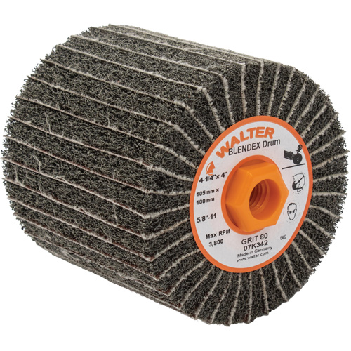 Two-In-One Finishing Drums, 4-1/4" Dia. x 4" W, 5/8"-11 Arbor, 80 Grit Rideout Tool & Machine Inc.