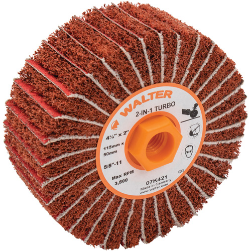 Two-In-One Turbo Drums, 4-1/2" Dia. x 2" W, 5/8"-11 Arbor, 60 Grit Rideout Tool & Machine Inc.