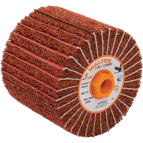 Tambours turbo Two-In-One, 4-1/2" dia. x 4" la, 5/8"-11 Arbre, Grain 60 Rideout Tool & Machine Inc.