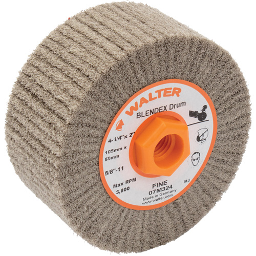 Blendex Surface Conditioning Drum, 4-1/4" Dia. x 2" W, 5/8"-11 Arbor, Fine Grit Rideout Tool & Machine Inc.