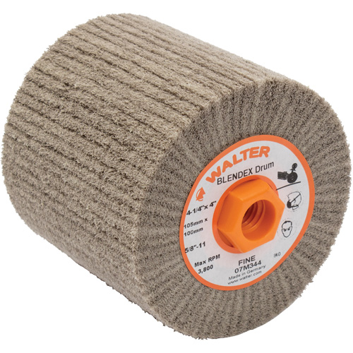 Blendex Surface Conditioning Drum, 4-1/4" Dia. x 4" W, 5/8"-11 Arbor, Fine Grit Rideout Tool & Machine Inc.