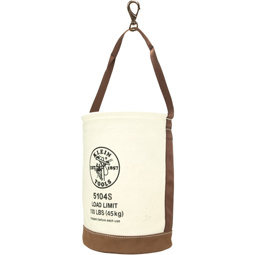 Leather-Bottom Bucket, 17" H, Canvas, White Rideout Tool & Machine Inc.