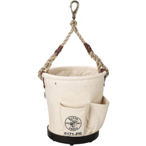 Tapered-Wall Bucket, 12" L x 9" W x 12" H, Canvas, Natural Rideout Tool & Machine Inc.