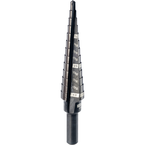 #1 Step Drill Bit, 1/8" - 1/2" , 1/32" Increments, High Speed Steel Rideout Tool & Machine Inc.