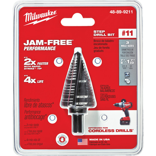 #11 Step Drill Bit, 7/8" - 1-7/32" , High Speed Steel Rideout Tool & Machine Inc.