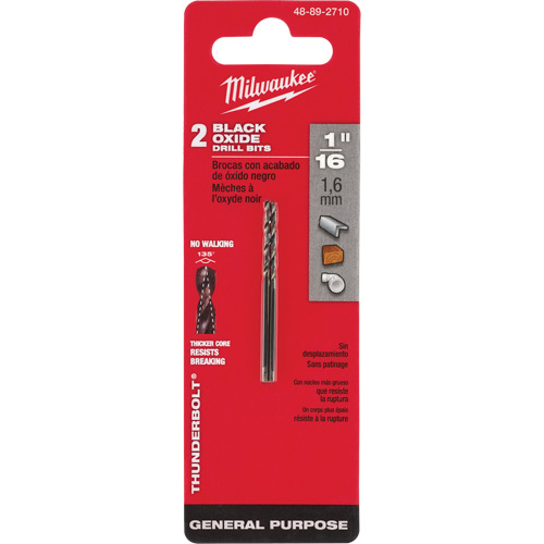 Thunderbolt&reg; Jobber Drill Bit, High Speed Steel, 1/16", 1-7/8" L, 7/8" Flute, 135° Point Angle Rideout Tool & Machine Inc.