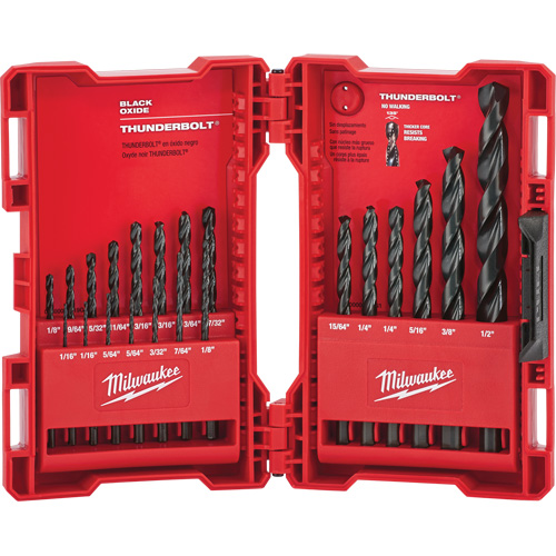 Jeu de forets courts Thunderbolt, 21 morceaux, Acier alli&eacute; Rideout Tool & Machine Inc.