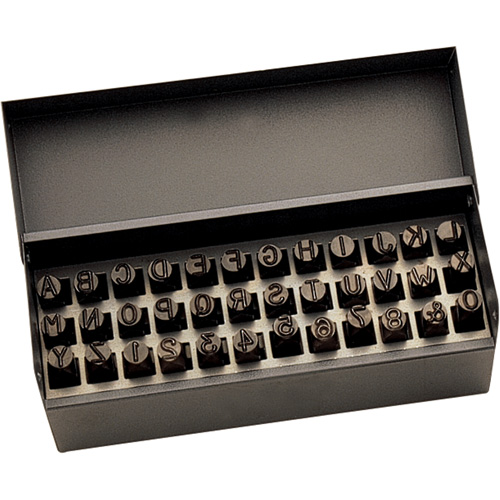 Jeu de lettres et num&eacute;ros pour estampage &agrave; la main, 36 morceaux Rideout Tool & Machine Inc.