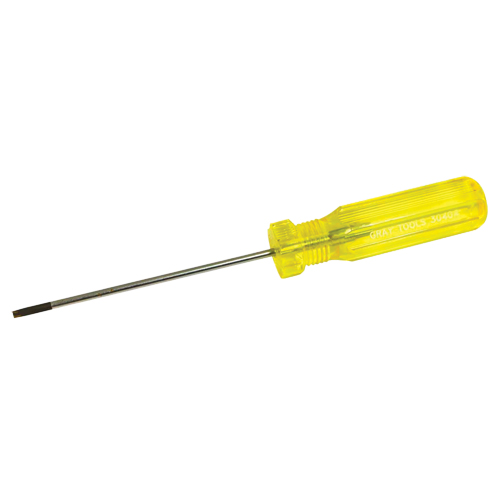 Electrician's Slotted Screwdriver, 1/8" Tip, Round, 7-1/4" L, Plastic Handle Rideout Tool & Machine Inc.