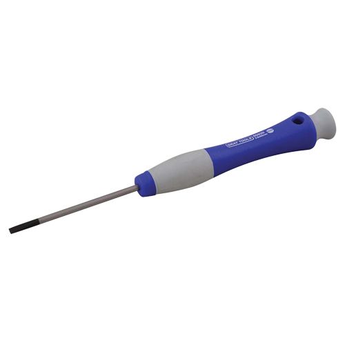 Slotted Precision Screwdriver, 3/32" Tip, Round, 6-1/2" L, Plastic Handle Rideout Tool & Machine Inc.