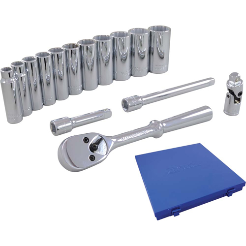 Jeu de douilles et accessoires, 15 Mcx, Prise de 3/8", Profond Rideout Tool & Machine Inc.