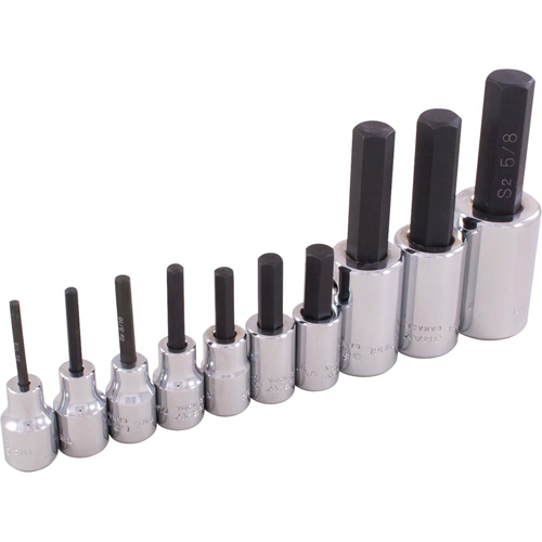 Hex Head Socket Set, Hex, 1/2"/3/8" Drive, 10 Pcs Rideout Tool & Machine Inc.