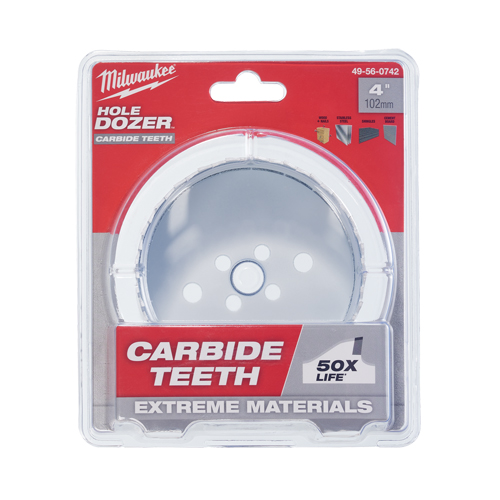 Carbide Hole Saw, 4", 1-31/50" Depth of Cut, Carbide Rideout Tool & Machine Inc.