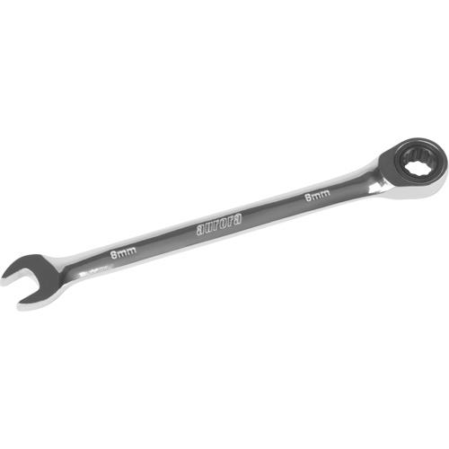 Metric Ratcheting Combination Wrench, 12 Point, 8 mm, Chrome Finish Rideout Tool & Machine Inc.