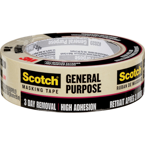 Scotch&reg; Contractor Grade Masking Tape 2020, 36 mm (1-1/2") x 55 m (180'), Beige Rideout Tool & Machine Inc.