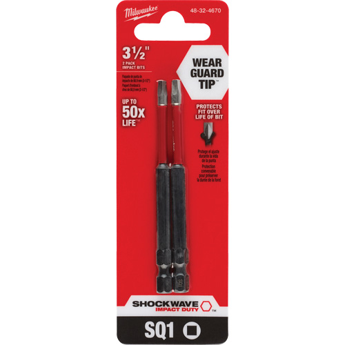 Embout de tournevis Shockwave Impact Duty, Carr&eacute;e, Embout #1, Prise 1/4", Longueur 3-1/2" Rideout Tool & Machine Inc.